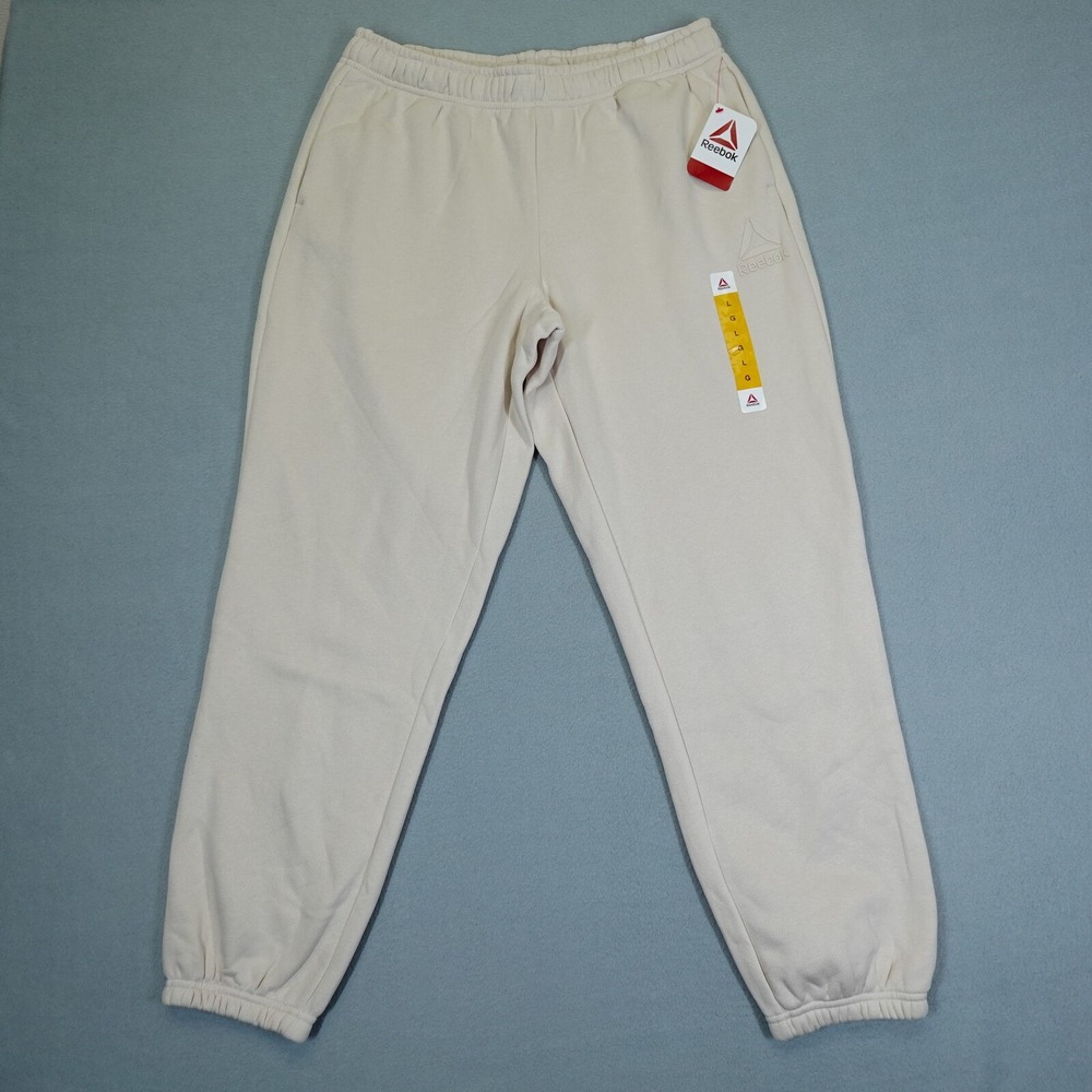 Reebok Jogger Womens L Pumice Stone Table Jogger Fleece Sweatpants Athleisure